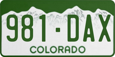 CO license plate 981DAX