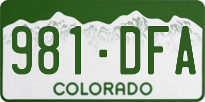 CO license plate 981DFA