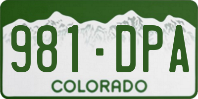 CO license plate 981DPA
