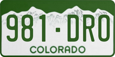 CO license plate 981DRO