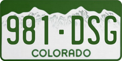 CO license plate 981DSG