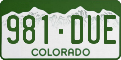 CO license plate 981DUE