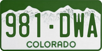 CO license plate 981DWA