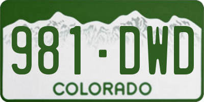 CO license plate 981DWD