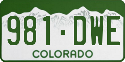 CO license plate 981DWE