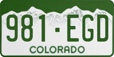 CO license plate 981EGD