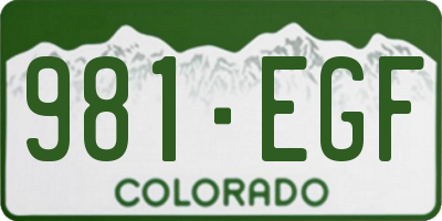 CO license plate 981EGF