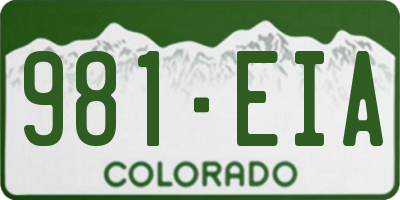 CO license plate 981EIA