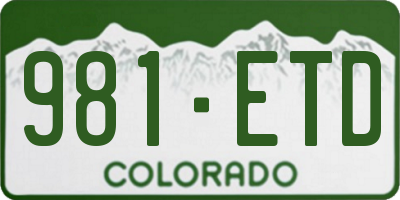 CO license plate 981ETD
