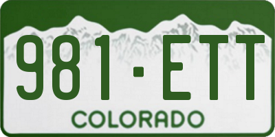 CO license plate 981ETT