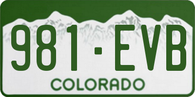 CO license plate 981EVB