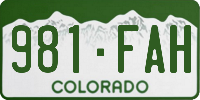 CO license plate 981FAH