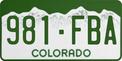 CO license plate 981FBA