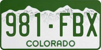 CO license plate 981FBX