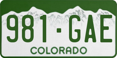 CO license plate 981GAE