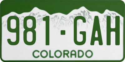 CO license plate 981GAH