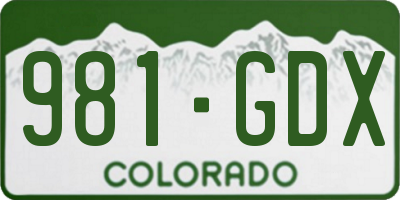 CO license plate 981GDX