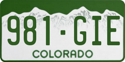 CO license plate 981GIE