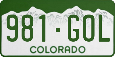 CO license plate 981GOL