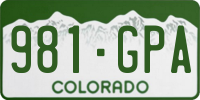 CO license plate 981GPA