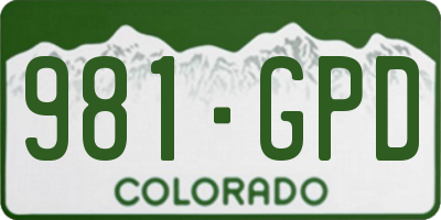 CO license plate 981GPD