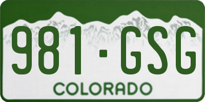 CO license plate 981GSG