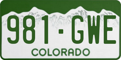 CO license plate 981GWE