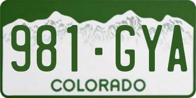 CO license plate 981GYA