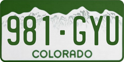 CO license plate 981GYU