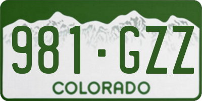 CO license plate 981GZZ