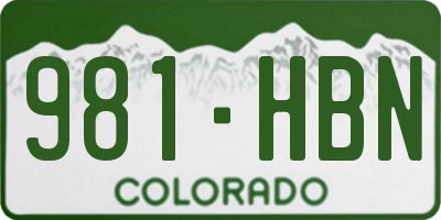 CO license plate 981HBN
