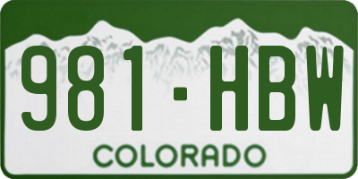 CO license plate 981HBW