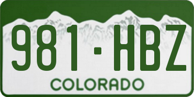 CO license plate 981HBZ