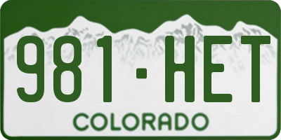 CO license plate 981HET