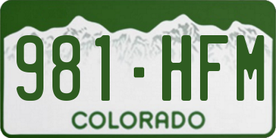CO license plate 981HFM