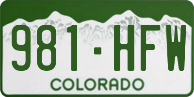 CO license plate 981HFW