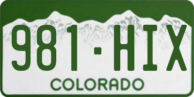 CO license plate 981HIX