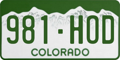CO license plate 981HOD