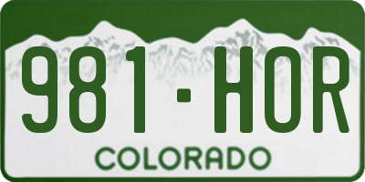 CO license plate 981HOR