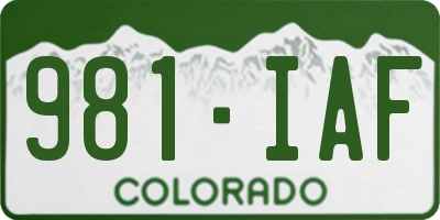 CO license plate 981IAF