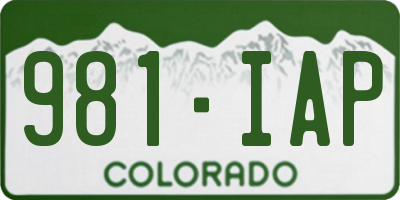 CO license plate 981IAP