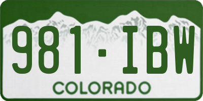 CO license plate 981IBW