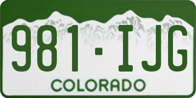 CO license plate 981IJG