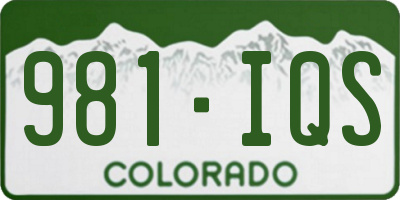 CO license plate 981IQS