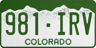 CO license plate 981IRV