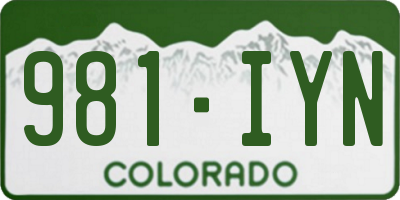 CO license plate 981IYN