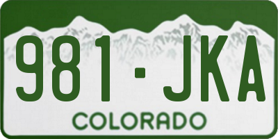 CO license plate 981JKA