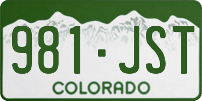 CO license plate 981JST