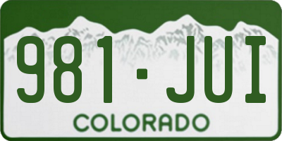CO license plate 981JUI