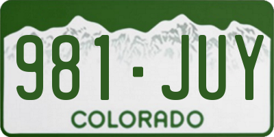 CO license plate 981JUY